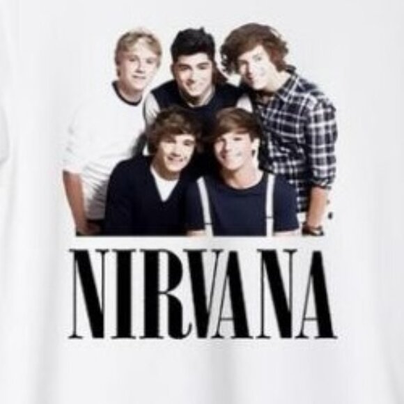 Nirvana One Direction Mashup Graphic T-Shirt Band Music Fan Gift Streetwear 05 - Picture 2 of 5